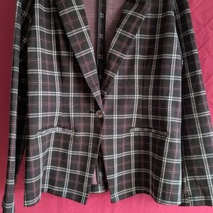 Soho Apparel Pink and Gray Plaid Blazer